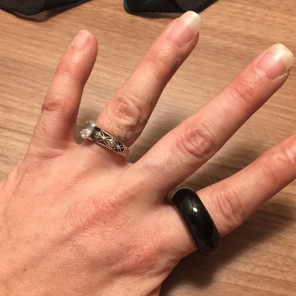 🎲TRADED🎲BLACK AGATE ring, unisex band - Picture 4 of 17